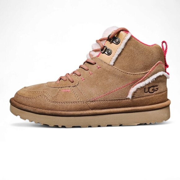 UGG Women's Highland Hi Heritage Suede Sherpa Tan Hiking Boot - Picture 1 of 14